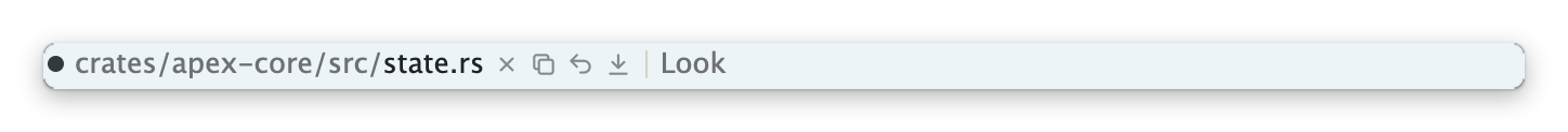 The same tag with unsaved changes: a filled dot, and icons for Del, Snarf, Undo and Put.